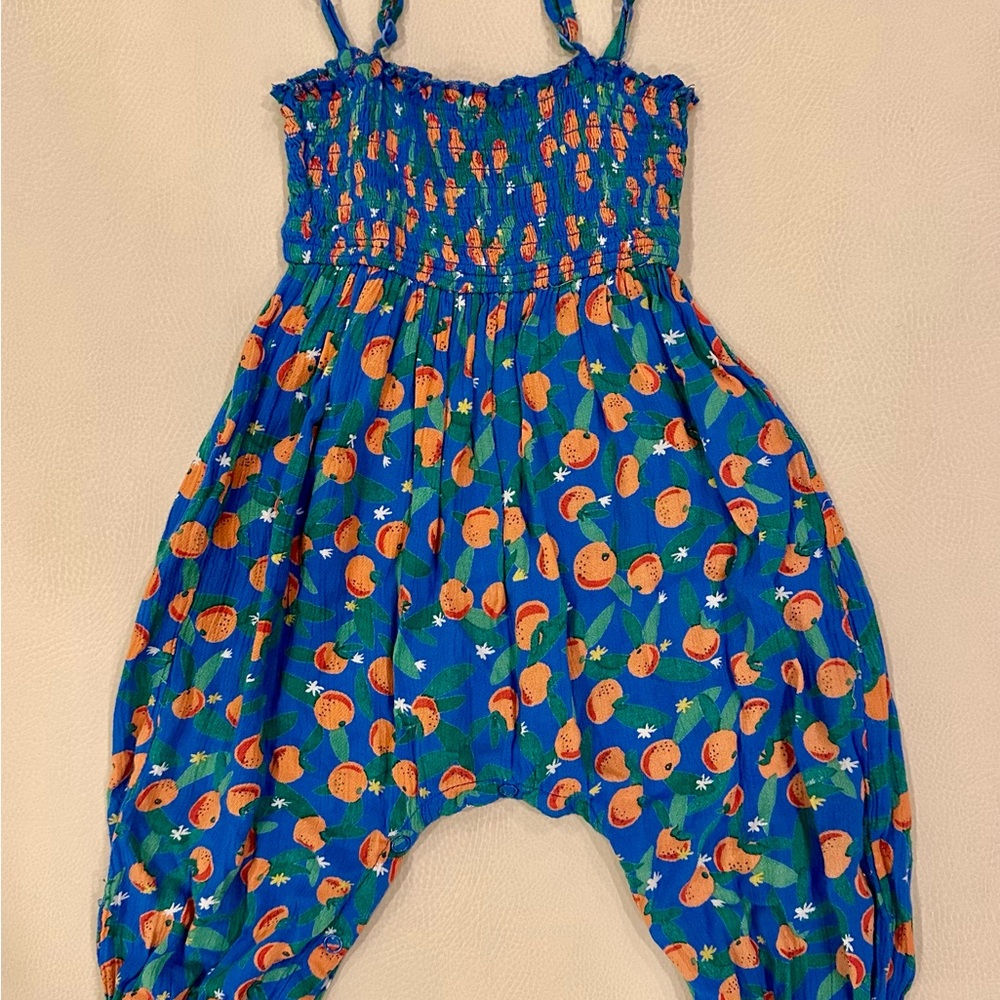 Bobo Choses Blue and Orange Girls Jumpsuit 6-12 mos